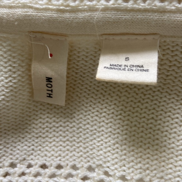 Anthropologie Moth Creamy Colored Open Weave Sweater with Coppery Detail… - Picture 7 of 8